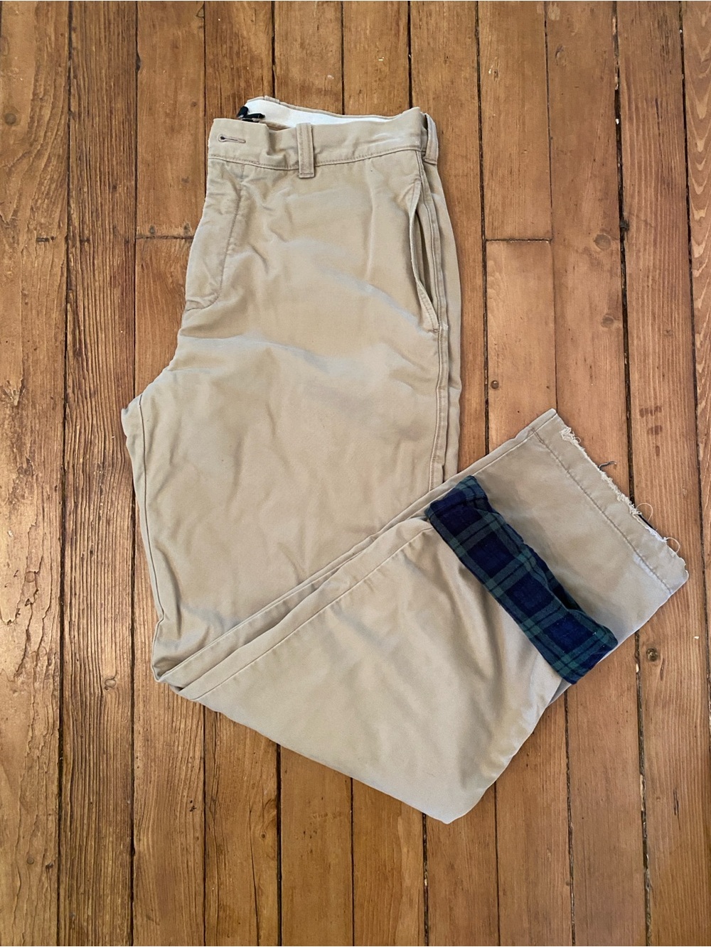 Men's flannel lined Chino Pants - Classic Straight Fit 33/31